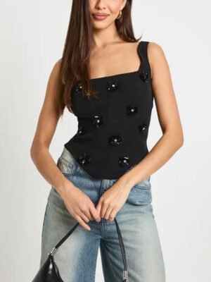 1 Floral Embellished Corset Top