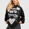 1 Custom Puff Print Slogan Oversized Hoodie for Women