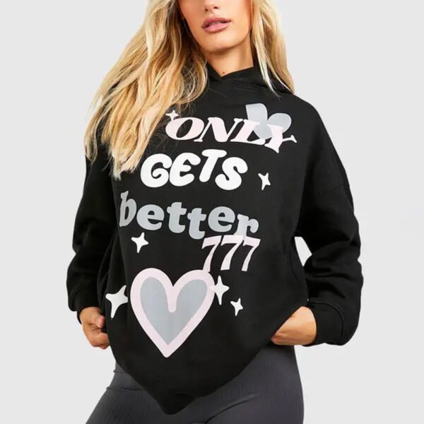 1 Custom Puff Print Slogan Oversized Hoodie for Women