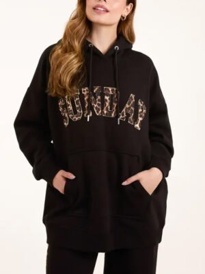 1 Sunday Leopard Print Logo Hoodie