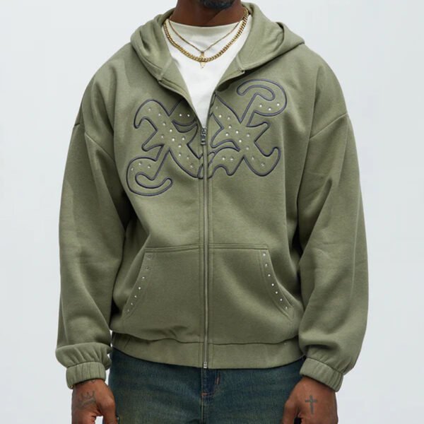 Rhinestone Long Sleeve Hoodie