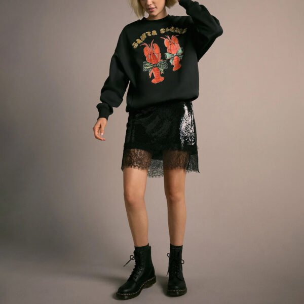 Seasonal Christmas Graphic Lobster Santa Claws Long Sleeve Crew Sweatshirt