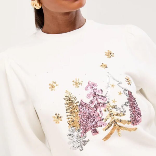 2 Custom Sequin Christmas Tree Sweatshirt