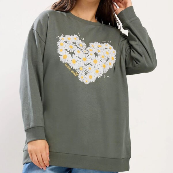 2 Daisy Print Studded Sweatshirt