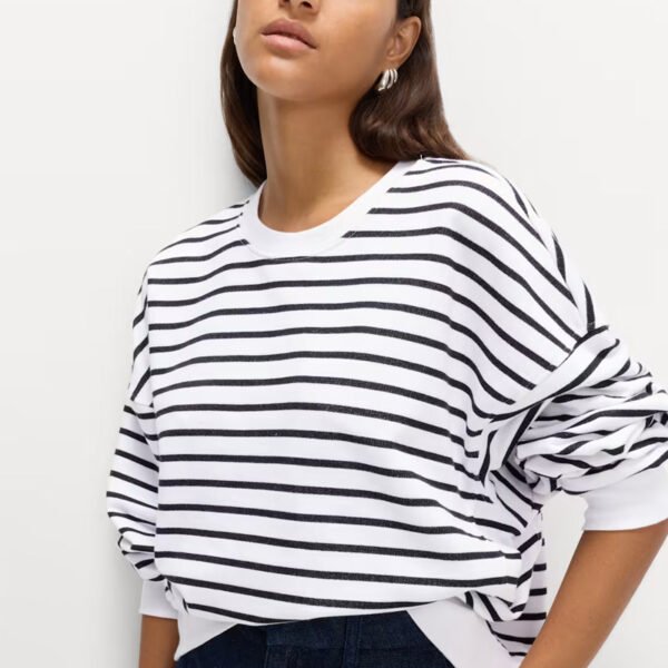 2 Custom Striped Crew Neck Women Sweatshirt