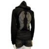2 Custom Bling Angel Wings Rhinestone Full Zip Up Women Hoodie
