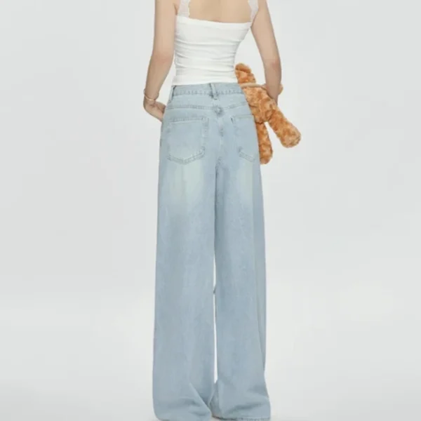 2 Vintage Destroyed Hollow Out Baggy Jeans