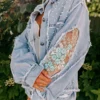 Light Blue Embellished Denim Jacket