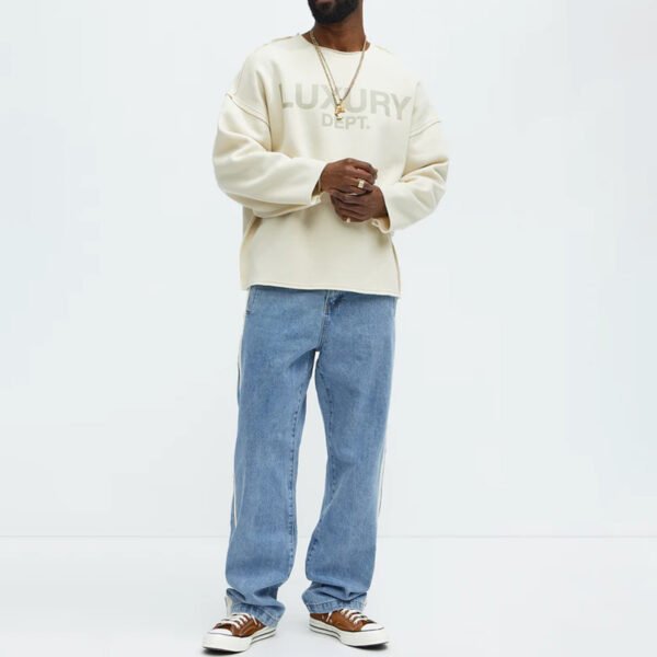 2 Custom Printed Luxury Dept Frayed Oversized Sweatshirt