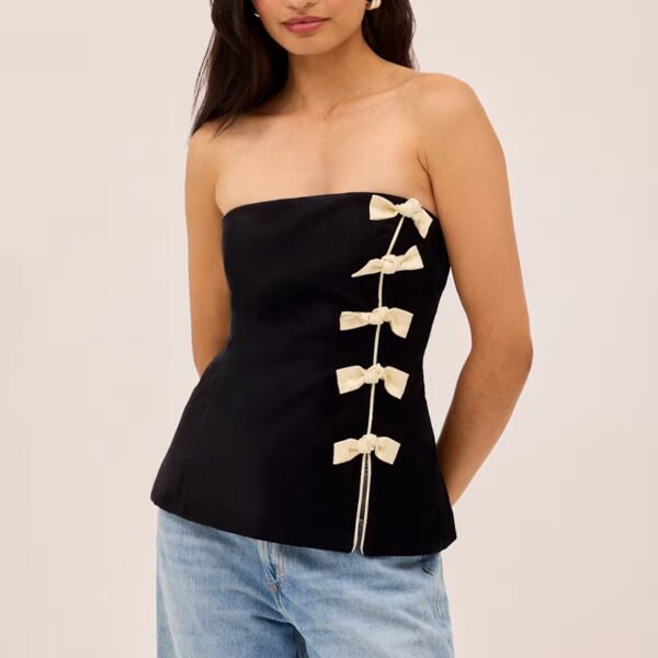 Basics Velvet Bow Bandeau Top for Everyday Wear