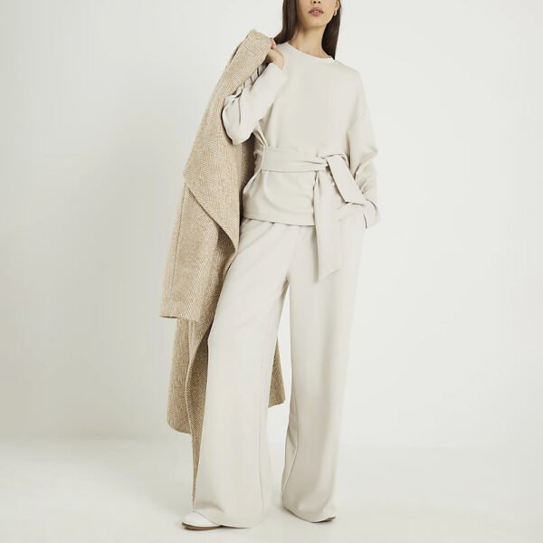 2 Basics Premium Long Sleeve Tie Front Top Set for Women