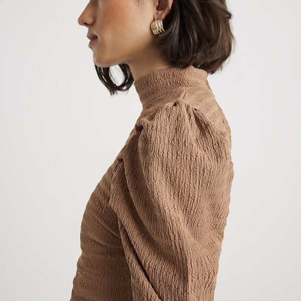 Long Sleeve Ruched Shoulder Top for Women