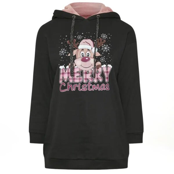2 Cotton Reindeer Print Hoodie for Women