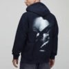 3 Oversized Eagle Printed Washed Hoodie