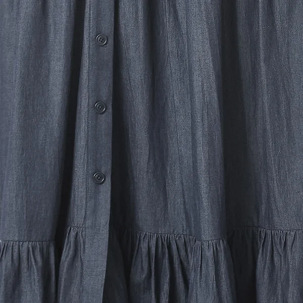 Tiered Cotton Chambray Maxi Dress