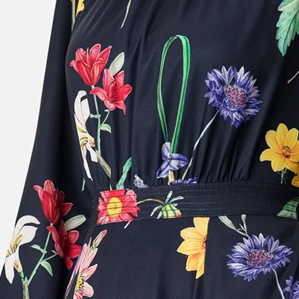 Ruched Floral Print Crepe Dress