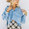 3 Denim Long Sleeve Pullover Top