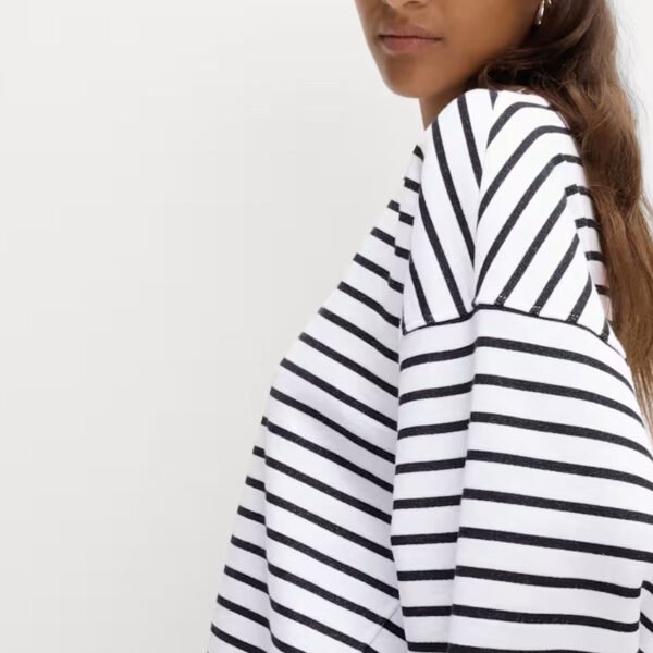 3 Custom Striped Crew Neck Women Sweatshirt