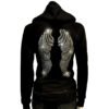 3 Custom Bling Angel Wings Rhinestone Full Zip Up Women Hoodie