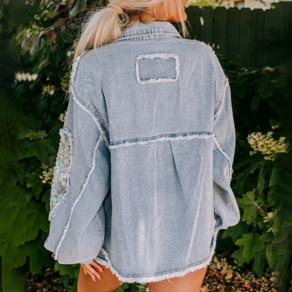 Light Blue Embellished Denim Jacket