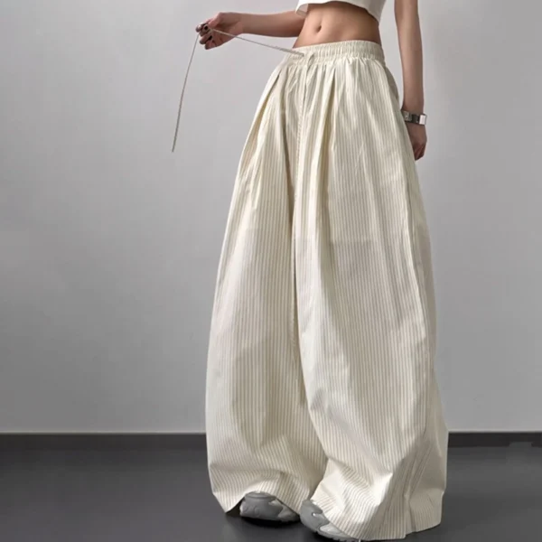 Striped Wide Leg Drawstring Pants