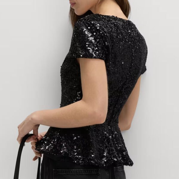 3 Basics Sequin Peplum Fitted Top