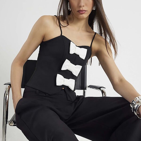 3 Basics Sleeveless Bow Cami Top for Women