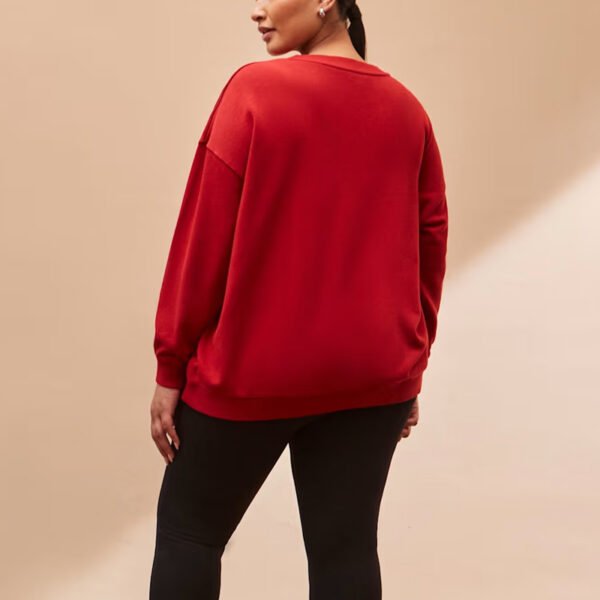 4 Printed Live Slogan Oversized Crew Neck Women Sweatshirt