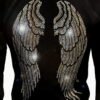 4 Custom Bling Angel Wings Rhinestone Full Zip Up Women Hoodie