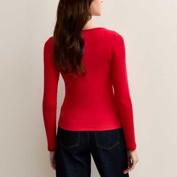 Basics Ribbed Button Through Long Sleeve Top for Women