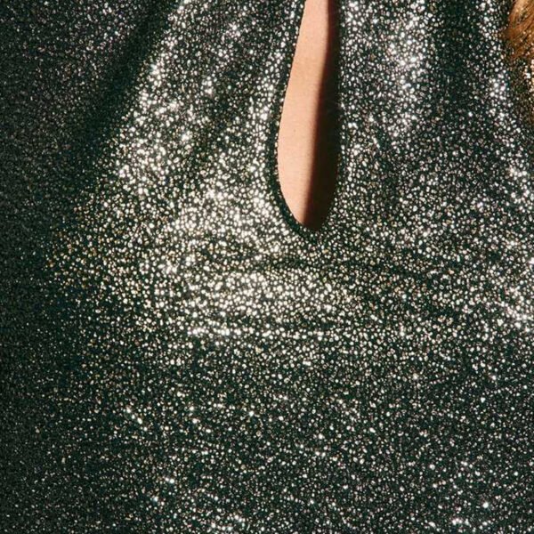 Basics Gold Sparkly Keyhole Long Sleeve Top for Women