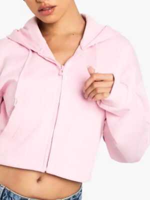 4 Custom Cotton Interlock Cropped Zip Through Hoodie