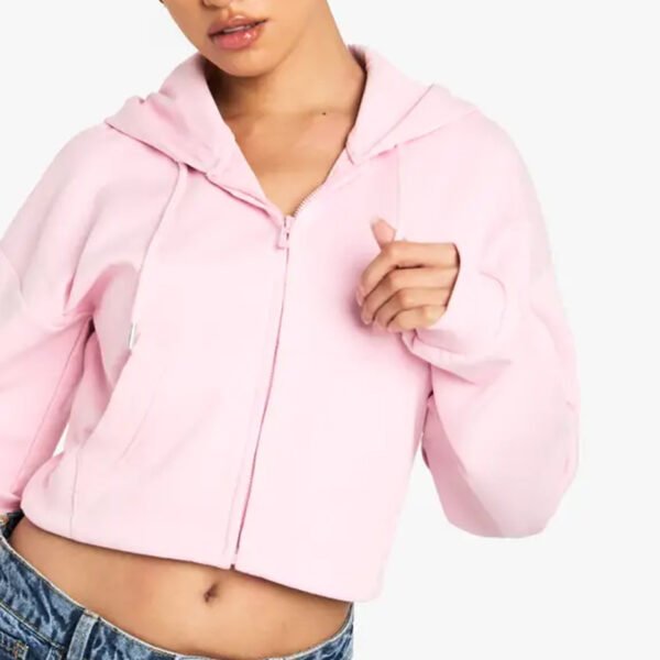 4 Custom Cotton Interlock Cropped Zip Through Hoodie