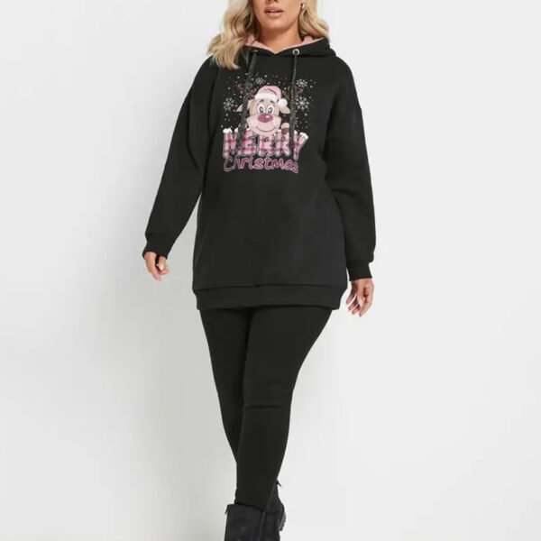 4 Cotton Reindeer Print Hoodie for Women