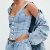 denim top Custom Women's Button-Up Denim Top