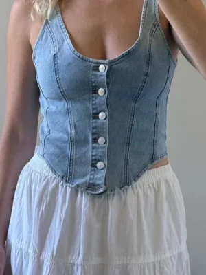 Custom Women's Button-Up Denim Top