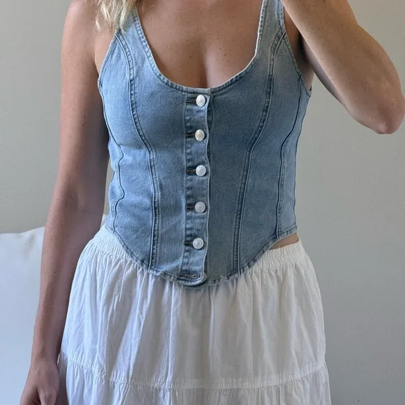 denim top 2 Custom Women's Button-Up Denim Top