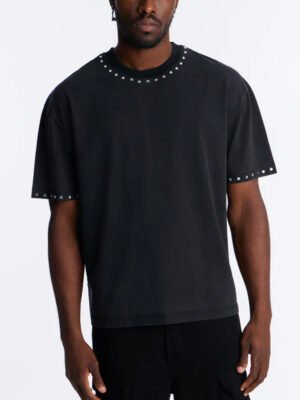 Rhinestone Embellished Knit T-Shirt