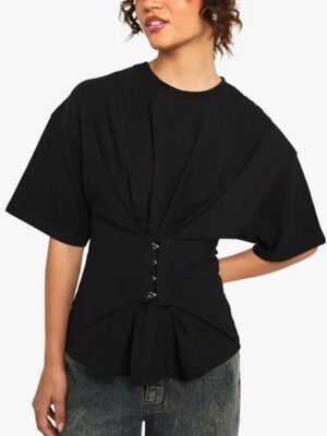 1 Hook and Eye Corseted Waist T-Shirt