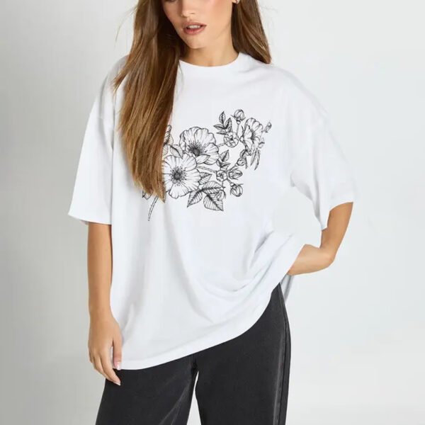 1 Floral Sketch Printed T-Shirt