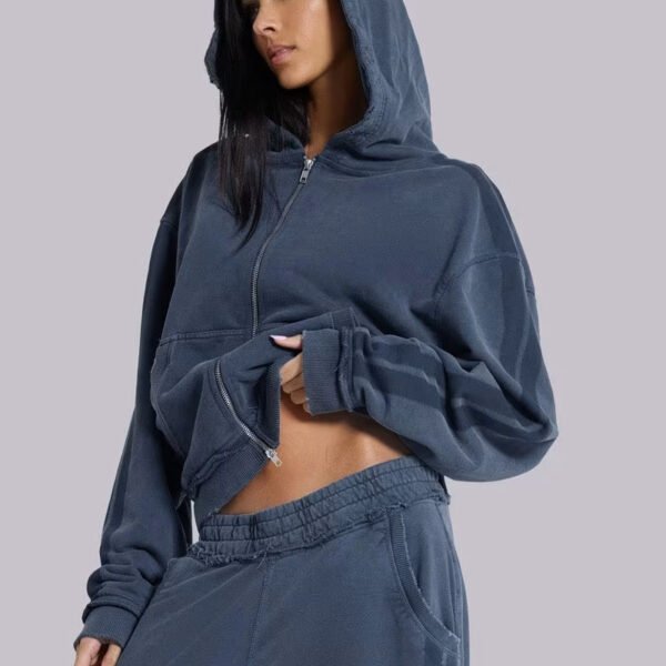 Blue Sporty Baggy Cotton Women's Hoodie Blue Sporty Baggy Cotton Women's Hoodie