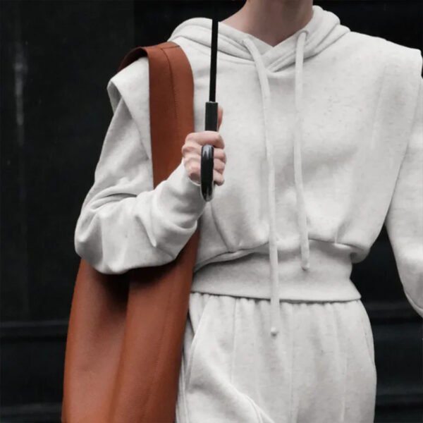 1.3 Light Grey Athleisure Charming Drawstring Hoodie