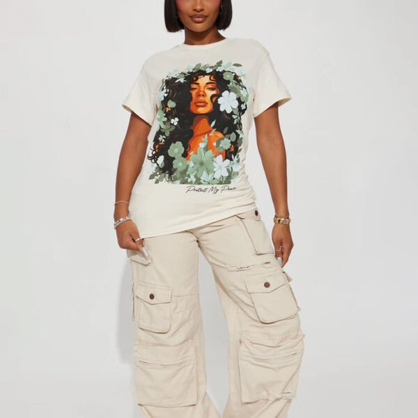 Crew Neck Protect My Peace Graphic T-Shirt