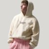 Beige Cotton Loose Homebody Hoodie