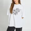 3 Floral Sketch Printed T-Shirt