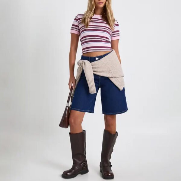 3 Striped Baby T-shirt With Contrast Neck Binding