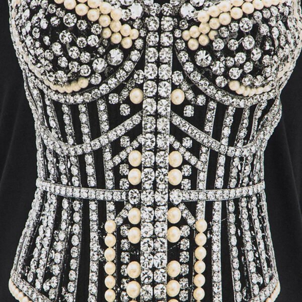 3 Waist Pearl Printed Oversized T-Shirt