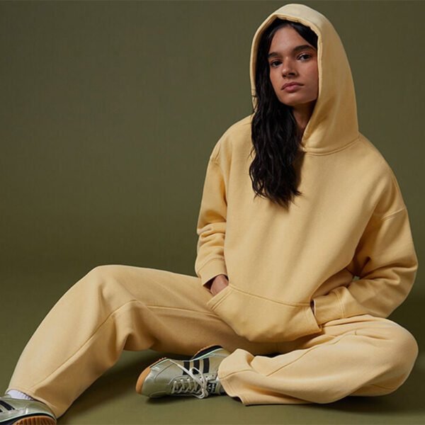 Yellow Cotton Vintage Wash Pullover Hoodie Set Yellow Cotton Vintage Wash Pullover Hoodie Set