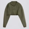 7.2 Cotton Acid Wash Cropped Sweatshirt in Light Green