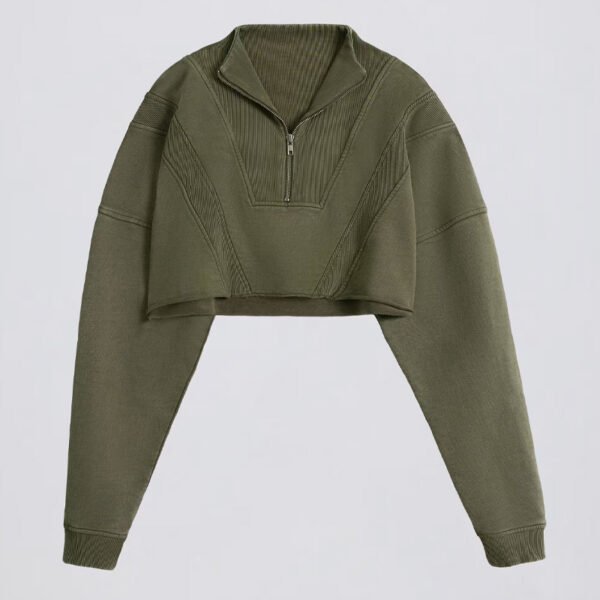 7.2 Cotton Acid Wash Cropped Sweatshirt in Light Green